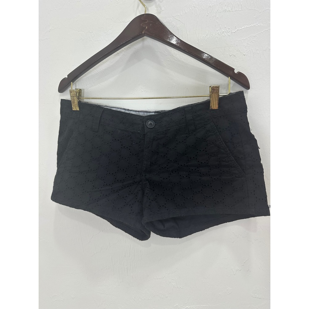 SO Womens Black Eyelet Embroidered Cotton Shorts Size 9 Boho Summer Casual